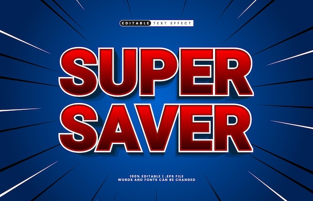 super saver editable text effect with a discount and promo text style