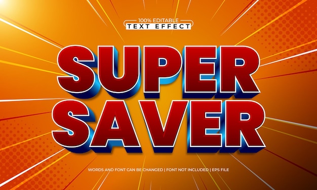 super saver editable text effect with a discount and sale text style