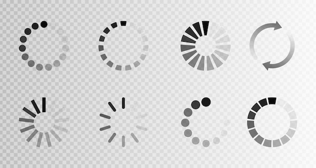 Super set different load icon Circle website buffer loader or preloader Download or upload status icon