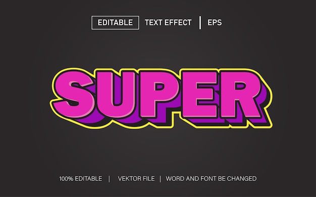 Super text effect comic text style eps file editable