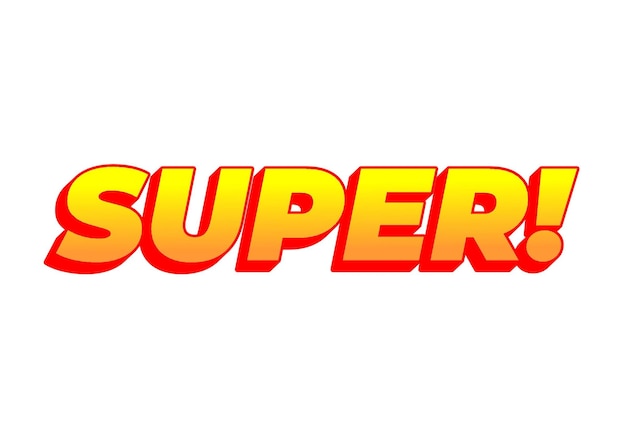Super Text effect in colorful style with 3D look