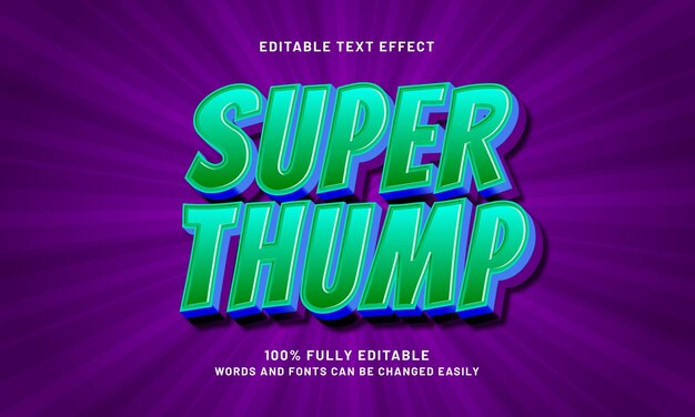 super thump editable text effects with a hero and kids theme