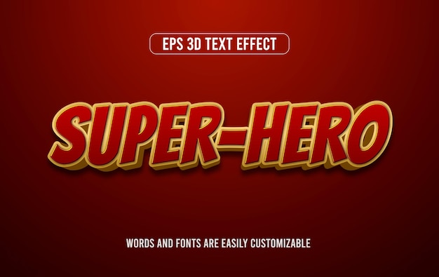 superhero comic style red vector 3d text effect design