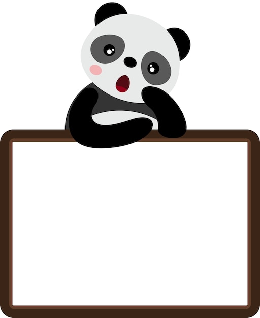 Surprise cute panda with blank frame