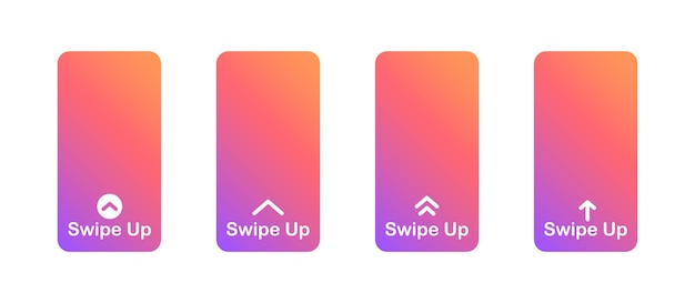 Swipe up icon set Arrow up buttons for social media stories Scroll or swipe up for advertising and marketing in social media Vector illustration