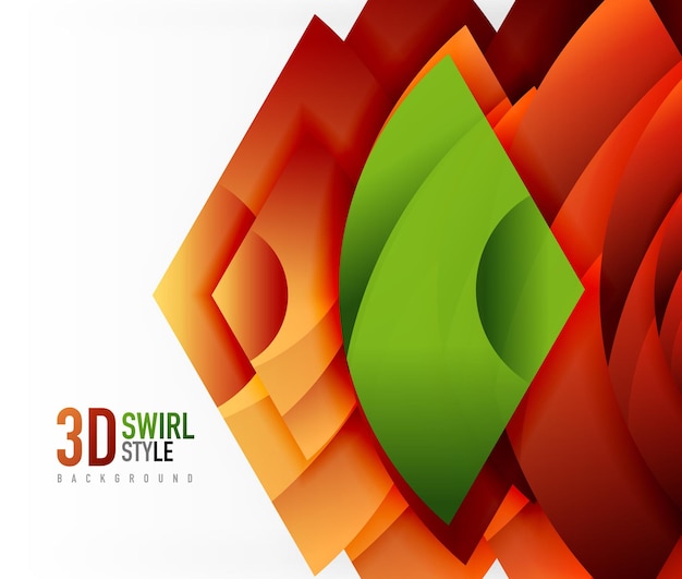 Swirl and wave 3d effect objects abstract template vector design Overlapping waves on white background