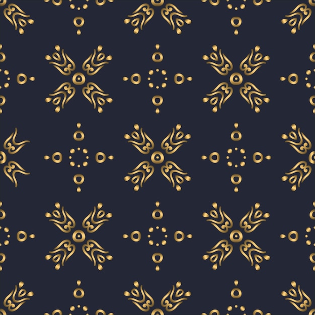 swirl pattern seamless gold and navy blue ornament 3d effect scroll decorative print vintage oriental illustration