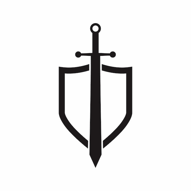 sword and shield icon flat style