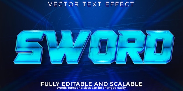 sword text effect, editable metallic and future text style