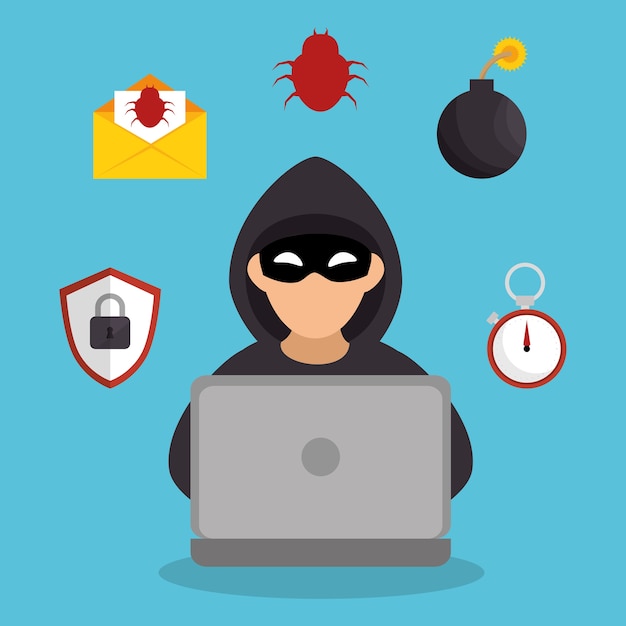 system hacker character icon 