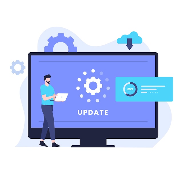system software update illustration design concept. illustration for websites, landing pages, mobile applications, posters and banners