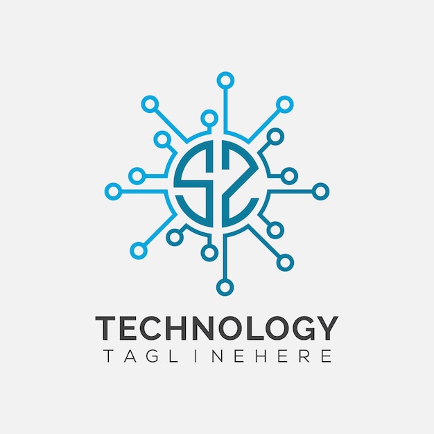 SZ initial monogram for technology logo with circle style design