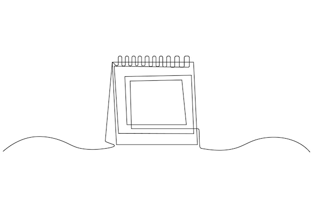 table calendar continuous one line drawing of isolated outline vector icon