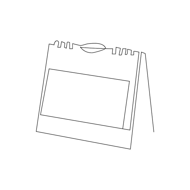 Table calendar continuous one line drawing outline vector illustration
