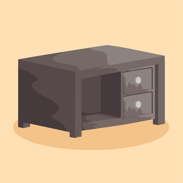 Table Desk with Drawers Design Simple 3 D Vector