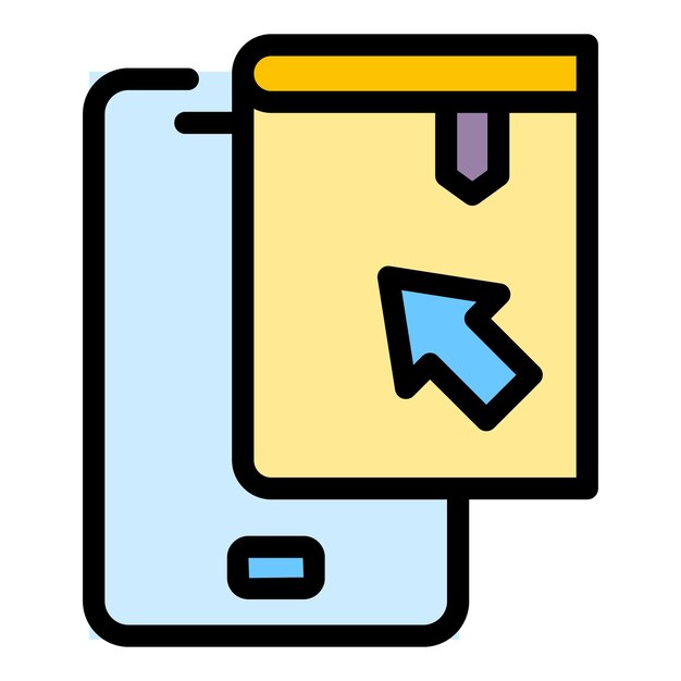 tablet book icon outline vector digital library online course color flat