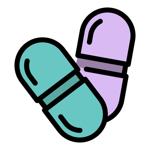 Tablet capsule icon Outline tablet capsule vector icon color flat isolated