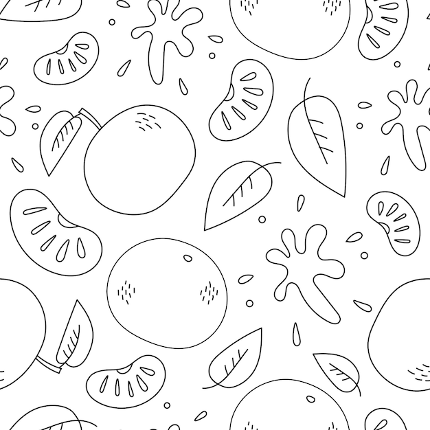 Tangerine flavor doodle seamless pattern