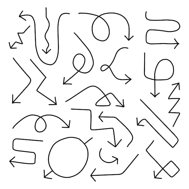 Tập hợp các mũi tên với thành phần kiểu zigzag đường cong