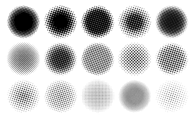 Tập hợp các yếu tố thiết kế halftone nghệ thuật kỹ thuật số hình dạng trừu tượng các yếu tố mẫu biểu tượng thiết kế