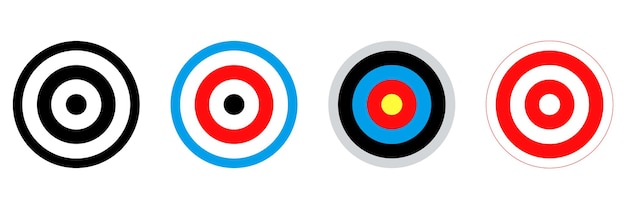 target icon set featuring archery targets and bullseyes includes vector illustrations