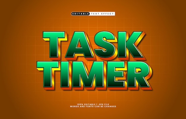 task timer editable text effect with a time and work text effect