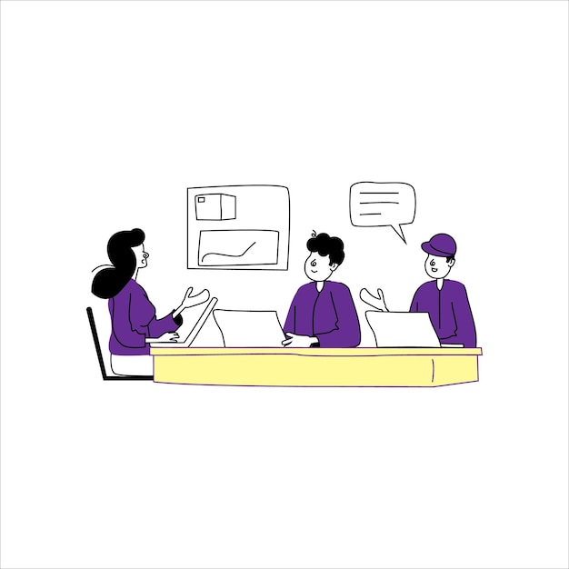team members discussing a project in an office setting