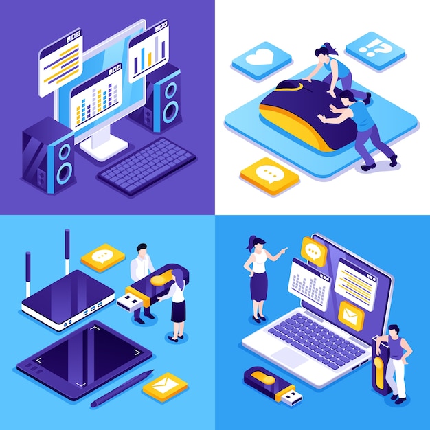 Teamwork and technology composition set