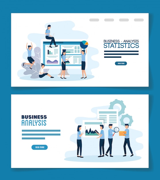 Teamwork set scenes of analysis infographic