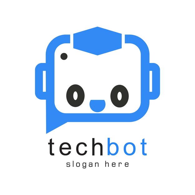 Tech bot logo design simple concept Premium vector