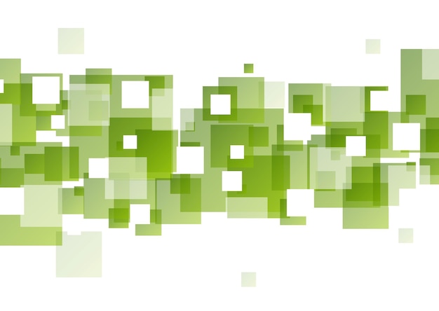 Tech geometric background with green squares