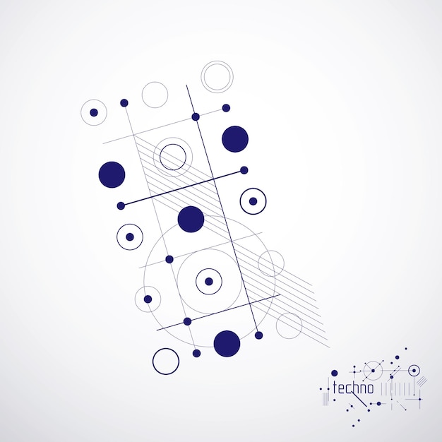 Technical plan, abstract engineering draft for use in graphic and web design. Vector drawing of industrial system created with lines and circles.