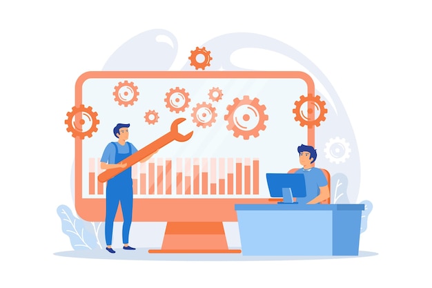 Technical support software Troubleshooting fixing problems problem checking modern illustration