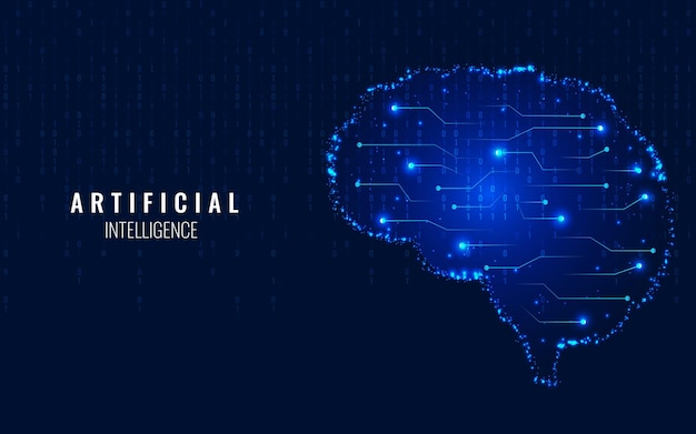 Technological brain AI background Artificial intelligence and neural networks in a futuristic technological concept Smart network digital technology