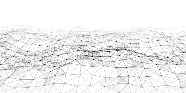 Technological wave of dots and lines Technology background concept Big data visualizations Network connections