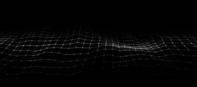 Technological wave of dots and lines Technology background concept Big data visualizations