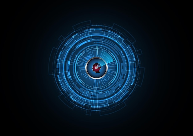 Technology abstract future lock human head radar security circle background vector illustration