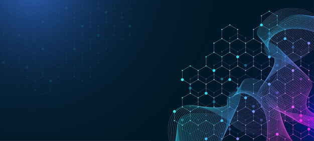 Technology abstract lines and dots connect background with hexagons hexagon grid hexagons connection...