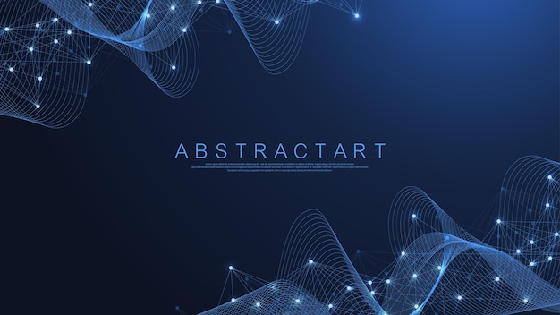 technology abstract lines and dots connection background connection digital data and big data concept digital data visualization waves flow quantum explosion technology vector illustration
