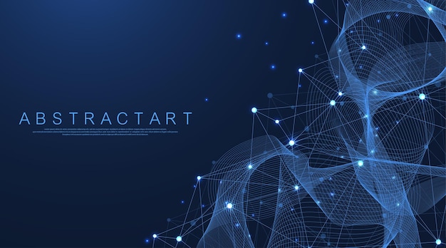 Technology abstract lines and dots connection background