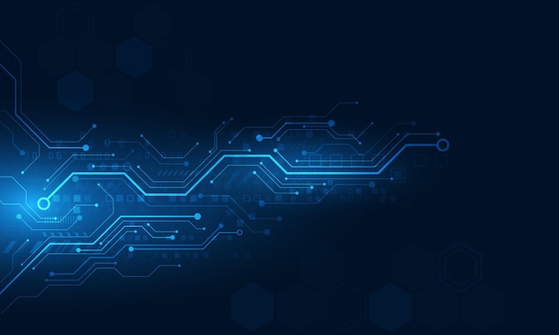 technology background circuit board with the light dark blue