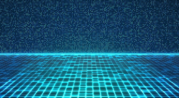 Technology background perspective retro grid