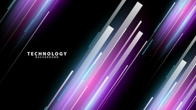 Technology background with neon light effect lines