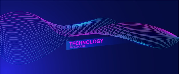 Technology background with wavy lines