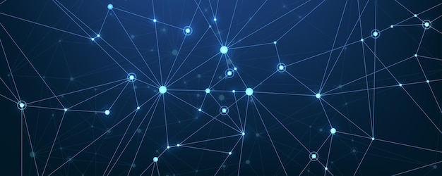 Technology banner template with compounds lines and dots