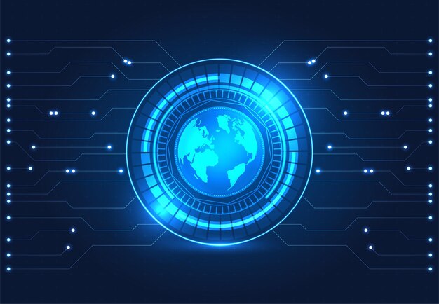 Technology circles with the world inside a system of the Internet that covers the world making