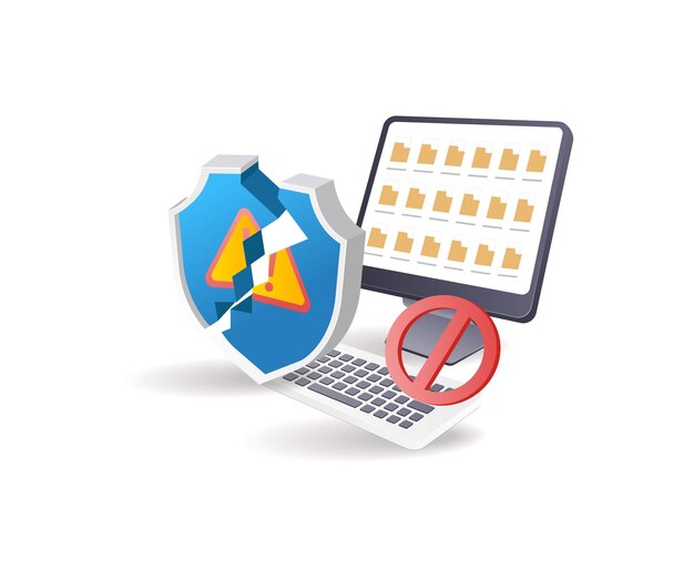 Technology computer data security warning