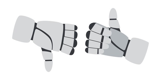 Technology concept AI concept Robots hands gesture showing thumb up and down isolated