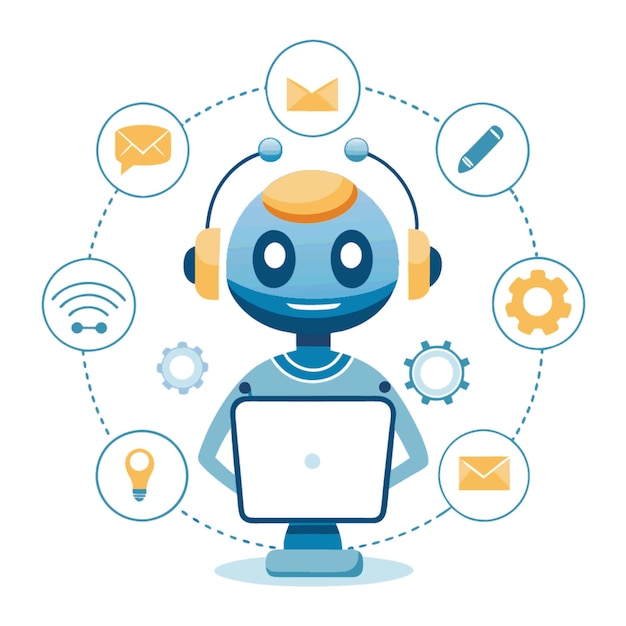 Technology Concept Vector Illustration Featuring Chatbots Design Flat Style Elements