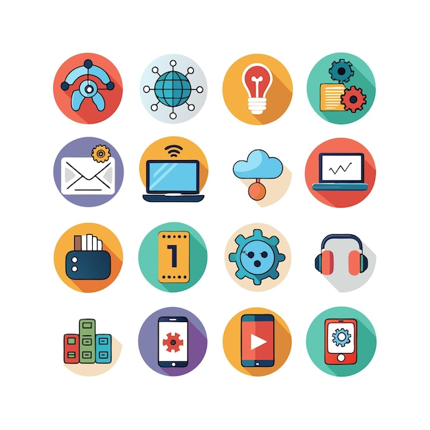 Technology Icon Set Vector Illustration for Documents Websites and Mobile Applications